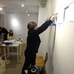 Installing Diana Harrison's work at Tkacka Gallery